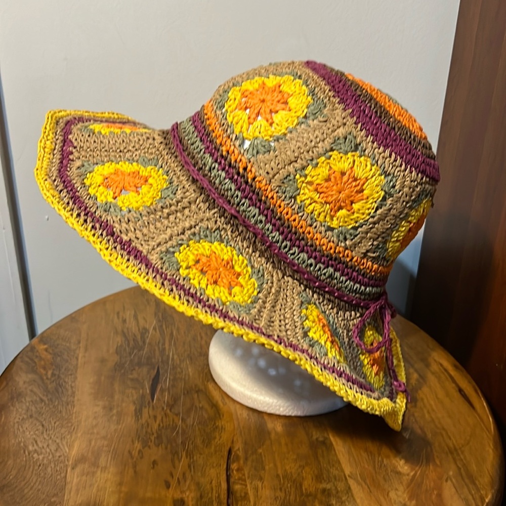Crochet Straw Floppy Hat